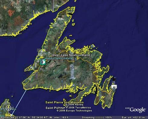 satellite image of Newfoundland